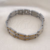 Stainless Steel Solid Bracelet, Polished, Two Tone, 03.114.0382.4.08 (13 MM Thickness, 8 Inches Length)