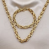 Stainless Steel Necklace and Bracelet, Polished, Golden Finish, 06.116.0025.2.22