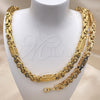 Stainless Steel Necklace and Bracelet, Greek Key Design, Polished, Golden Finish, 06.116.0050.2.22