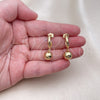 Oro Laminado Dangle Earring, Gold Filled Style Ball Design, Polished, Golden Finish, 02.195.0211