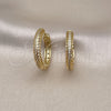 Oro Laminado Huggie Hoop, Gold Filled Style with White Micro Pave, Polished, Golden Finish, 02.213.0572.30
