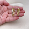 Oro Laminado Huggie Hoop, Gold Filled Style with White Micro Pave, Polished, Golden Finish, 02.213.0572.30