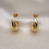 Oro Laminado Stud Earring, Gold Filled Style Ball Design, Polished, Golden Finish, 02.163.0226