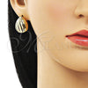 Oro Laminado Stud Earring, Gold Filled Style Polished, Golden Finish, 02.122.0120