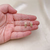 Oro Laminado Huggie Hoop, Gold Filled Style Heart Design, Polished, Tricolor, 02.213.0585.14