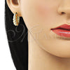 Oro Laminado Huggie Hoop, Gold Filled Style Twist Design, Polished, Golden Finish, 02.213.0534.20