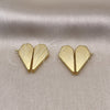 Oro Laminado Stud Earring, Gold Filled Style Heart Design, Polished, Golden Finish, 02.195.0234