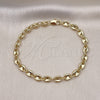 Oro Laminado Fancy Bracelet, Gold Filled Style Puff Mariner Design, Polished, Golden Finish, 03.213.0234.07 (Thickness, 7 Inches Length)