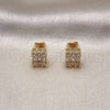 Oro Laminado Stud Earring, Gold Filled Style Baguette Design, with White Cubic Zirconia, Polished, Golden Finish, 02.342.0297