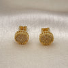 Oro Laminado Stud Earring, Gold Filled Style with White Micro Pave, Polished, Golden Finish, 02.342.0310
