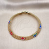 Oro Laminado Fancy Bracelet, Gold Filled Style Butterfly and Bismark Design, Multicolor Enamel Finish, Golden Finish, 03.331.0214.08 (08 MM Thickness, 8 Inches Length)