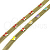 Oro Laminado Fancy Bracelet, Gold Filled Style Butterfly and Bismark Design, Red Enamel Finish, Golden Finish, 03.331.0216.08 (08 MM Thickness, 8 Inches Length)