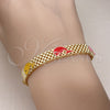 Oro Laminado Fancy Bracelet, Gold Filled Style Dolphin and Bismark Design, Multicolor Enamel Finish, Golden Finish, 03.331.0217.08 (08 MM Thickness, 8 Inches Length)