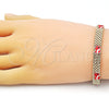 Oro Laminado Fancy Bracelet, Gold Filled Style Elephant and Bismark Design, Red Enamel Finish, Golden Finish, 03.331.0218.1.08 (08 MM Thickness, 8 Inches Length)