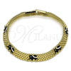 Oro Laminado Fancy Bracelet, Gold Filled Style Elephant and Bismark Design, Black Enamel Finish, Golden Finish, 03.331.0218.2.08 (08 MM Thickness, 8 Inches Length)
