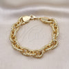 Oro Laminado Fancy Bracelet, Gold Filled Style Rolo Design, Diamond Cutting Finish, Golden Finish, 03.331.0221.09 (13 MM Thickness, 9 Inches Length)