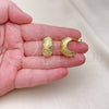 Oro Laminado Stud Earring, Gold Filled Style Moon and Star Design, Diamond Cutting Finish, Golden Finish, 02.368.0089