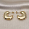 Oro Laminado Medium Hoop, Gold Filled Style Hollow and Heart Design, Polished, Golden Finish, 02.163.0276.30