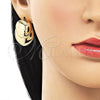 Oro Laminado Stud Earring, Gold Filled Style Leaf Design, Polished, Golden Finish, 02.163.0281