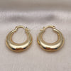 Oro Laminado Medium Hoop, Gold Filled Style Hollow Design, Polished, Golden Finish, 02.163.0170.30