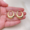 Oro Laminado Small Hoop, Gold Filled Style Hollow Design, Polished, Golden Finish, 02.163.0283.25