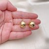 Oro Laminado Small Hoop, Gold Filled Style Ball Design, Polished, Golden Finish, 02.195.0243.16