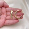 Oro Laminado Small Hoop, Gold Filled Style Twist Design, Diamond Cutting Finish, Golden Finish, 02.195.0177.30