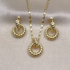 Oro Laminado Necklace and Earring, Gold Filled Style Twist Design, Polished, Golden Finish, 10.196.0110