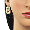 Oro Laminado Stud Earring, Gold Filled Style Infinite Design, Polished, Golden Finish, 02.163.0285