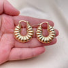 Oro Laminado Medium Hoop, Gold Filled Style Hollow Design, Diamond Cutting Finish, Golden Finish, 02.163.0286.30