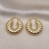 Oro Laminado Medium Hoop, Gold Filled Style Hollow Design, Diamond Cutting Finish, Golden Finish, 02.163.0286.30