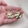 Oro Laminado Dangle Earring, Gold Filled Style Chunky Design, Polished, Golden Finish, 02.385.0025