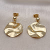 Oro Laminado Dangle Earring, Gold Filled Style Chunky Design, Polished, Golden Finish, 02.385.0025