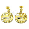 Oro Laminado Dangle Earring, Gold Filled Style Chunky Design, Polished, Golden Finish, 02.385.0025