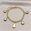 Oro Laminado Charm Bracelet, Gold Filled Style Teardrop and Rolo Design, Polished, Golden Finish, 03.213.0236.07 (05 MM Thickness, 7 Inches Length)