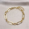 Oro Laminado Fancy Bracelet, Gold Filled Style Paperclip Design, Polished, Golden Finish, 03.213.0237.07 (08 MM Thickness, 7 Inches Length)