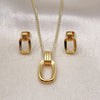 Oro Laminado Earring and Pendant Adult Set, Gold Filled Style Belt Buckle Design, Polished, Golden Finish, 10.342.0160