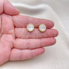 Oro Laminado Stud Earring, Gold Filled Style Ball Design, with White Opal, Polished, Golden Finish, 02.342.0311