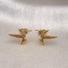 Oro Laminado Stud Earring, Gold Filled Style Bird Design, with White Micro Pave, Polished, Golden Finish, 02.342.0316