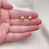 Oro Laminado Stud Earring, Gold Filled Style Ball and Hollow Design, Polished, Golden Finish, 02.342.0322