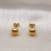 Oro Laminado Stud Earring, Gold Filled Style Ball and Hollow Design, Polished, Golden Finish, 02.342.0322