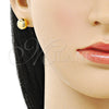 Oro Laminado Stud Earring, Gold Filled Style Ball and Hollow Design, Polished, Golden Finish, 02.342.0323