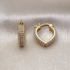 Oro Laminado Small Hoop, Gold Filled Style Heart Design, with Ivory Pearl, Polished, Golden Finish, 02.379.0080.16