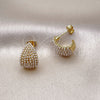 Oro Laminado Stud Earring, Gold Filled Style Chunky Design, with Ivory Pearl, Polished, Golden Finish, 02.379.0082