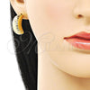 Oro Laminado Stud Earring, Gold Filled Style Twist Design, Polished, Golden Finish, 02.213.0593