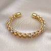Oro Laminado Individual Bangle, Gold Filled Style Twist Design, Polished, Tricolor, 07.170.0006 (10 MM Thickness, One size fits all)