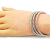 Oro Laminado Trio Bangle, Gold Filled Style Twist Design, Polished, Tricolor, 07.170.0013 (05 MM Thickness, One size fits all)