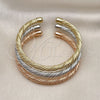 Oro Laminado Trio Bangle, Gold Filled Style Twist Design, Polished, Tricolor, 07.170.0013 (05 MM Thickness, One size fits all)