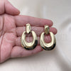 Oro Laminado Stud Earring, Gold Filled Style Chunky Design, Polished, Golden Finish, 02.163.0295