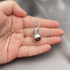 Rhodium Gold Filled Pendant Necklace, Hollow and Teardrop Design, Polished, Rhodium Finish, 04.368.0013.18 (01 MM Thickness, 18 Inches Length)